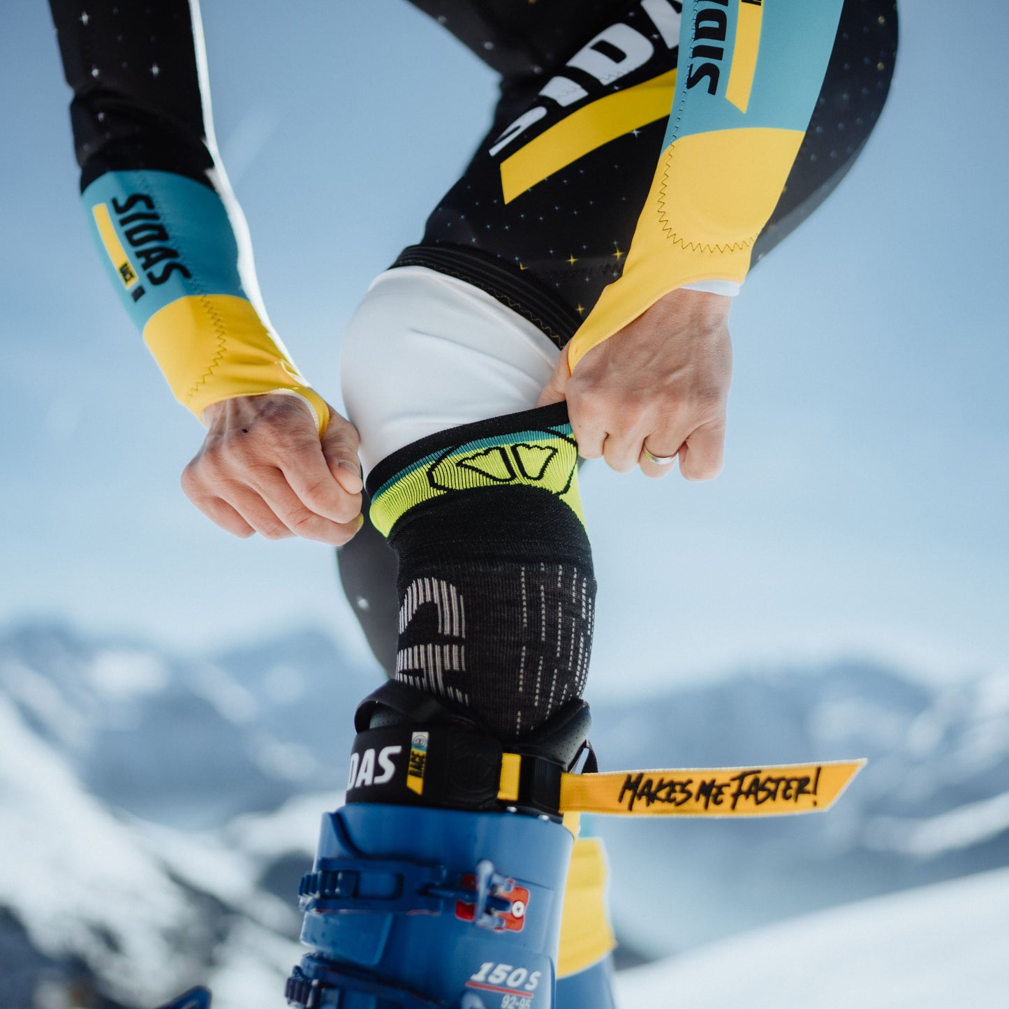 Ski Boot Power Strap being worn by athlete