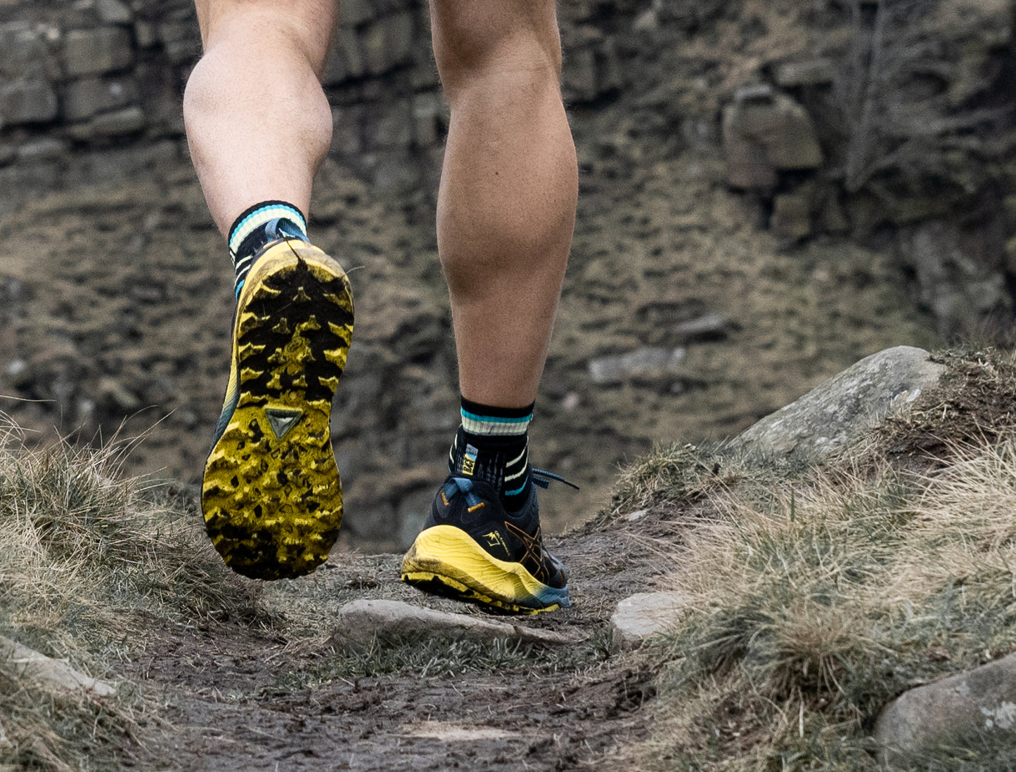 Trail Ultra Race Socks being worn uphill