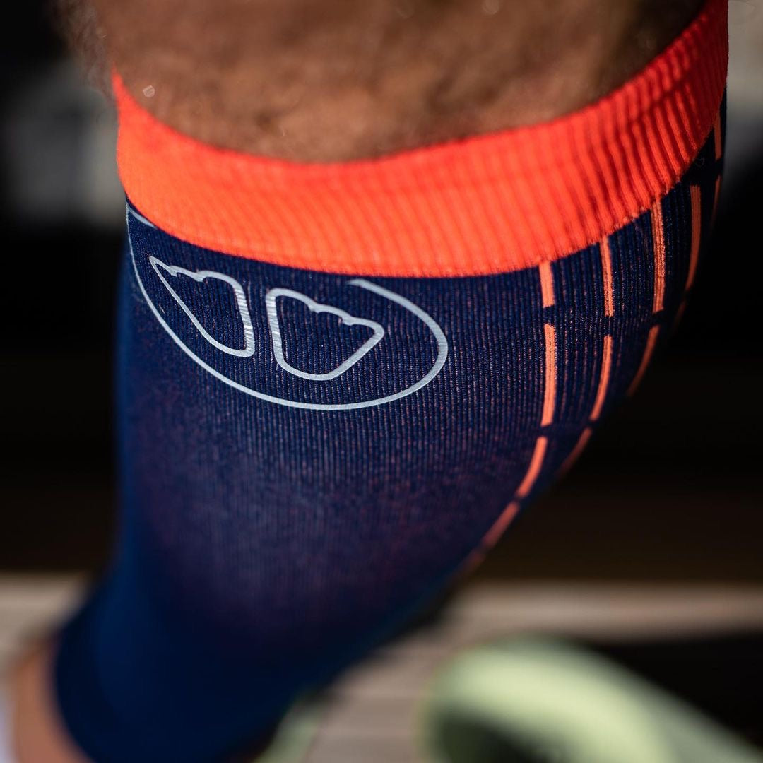 Sidas Ultra Light Calf Guard Running Calf Compression Blue & Orange Close Up