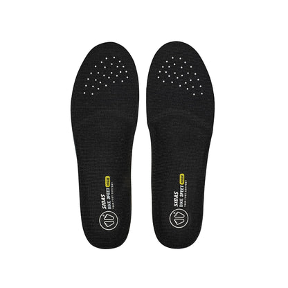 Pair of black insoles with brand logo on a white background