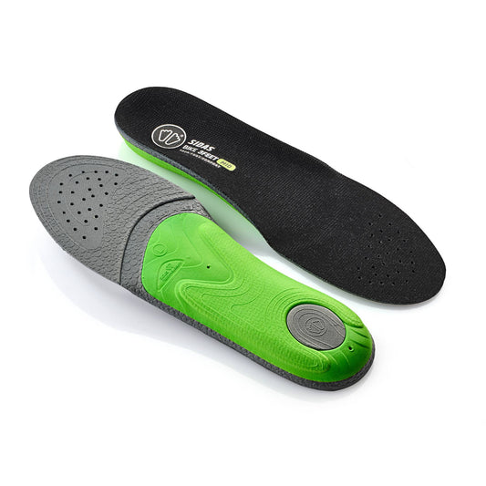 Green and gray shoe insole with brand logo on a white background