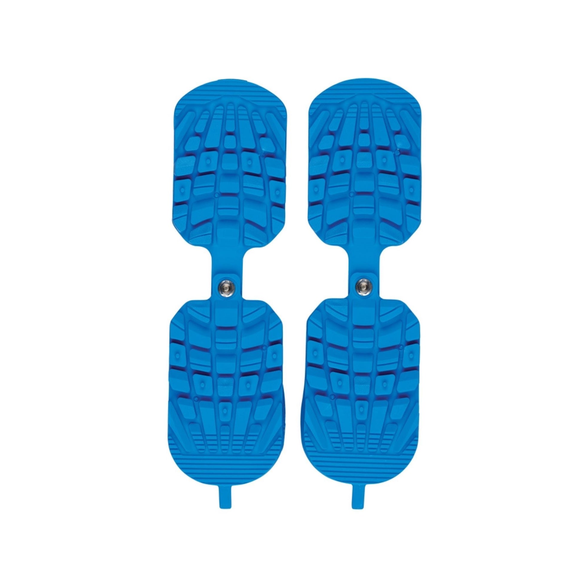 Pair of blue Ski Boot soles on a white background