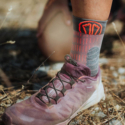 t-free trail orange grey being worn