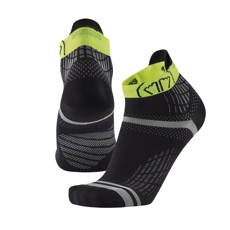 Sidas Run Feel Road Running Socks Black Yellow Pair