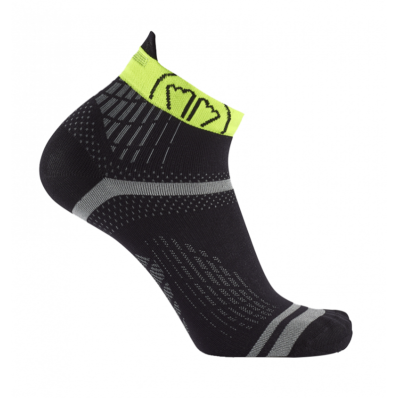 Sidas Run Feel Road Running Socks Black Yellow Side View