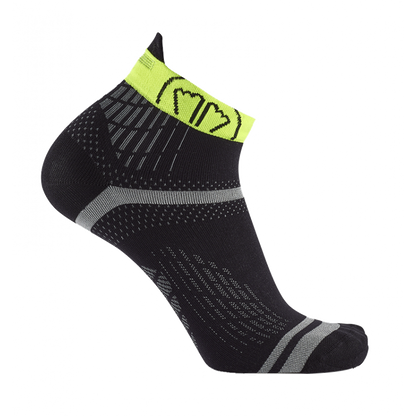 Sidas Run Feel Road Running Socks Black Yellow Side View