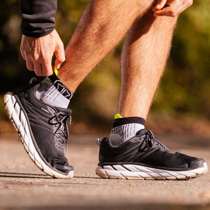 Sidas Run Feel Running Socks Grey Black being worn