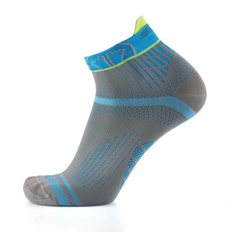 Sidas Run Feel Running Socks Grey Turquoise Left View