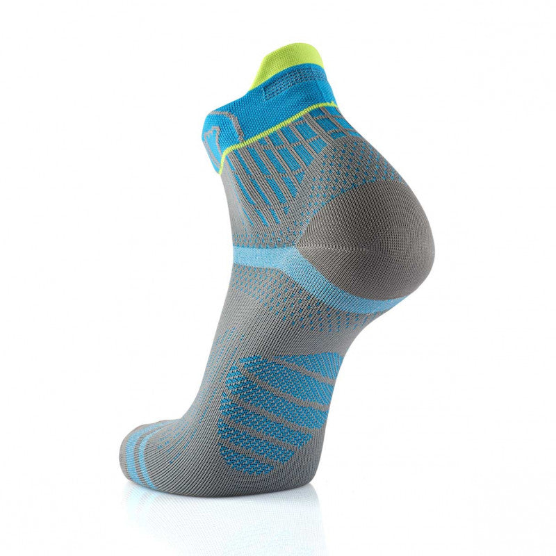 Sidas Run Feel Running Socks Grey Turquoise Rear Left View