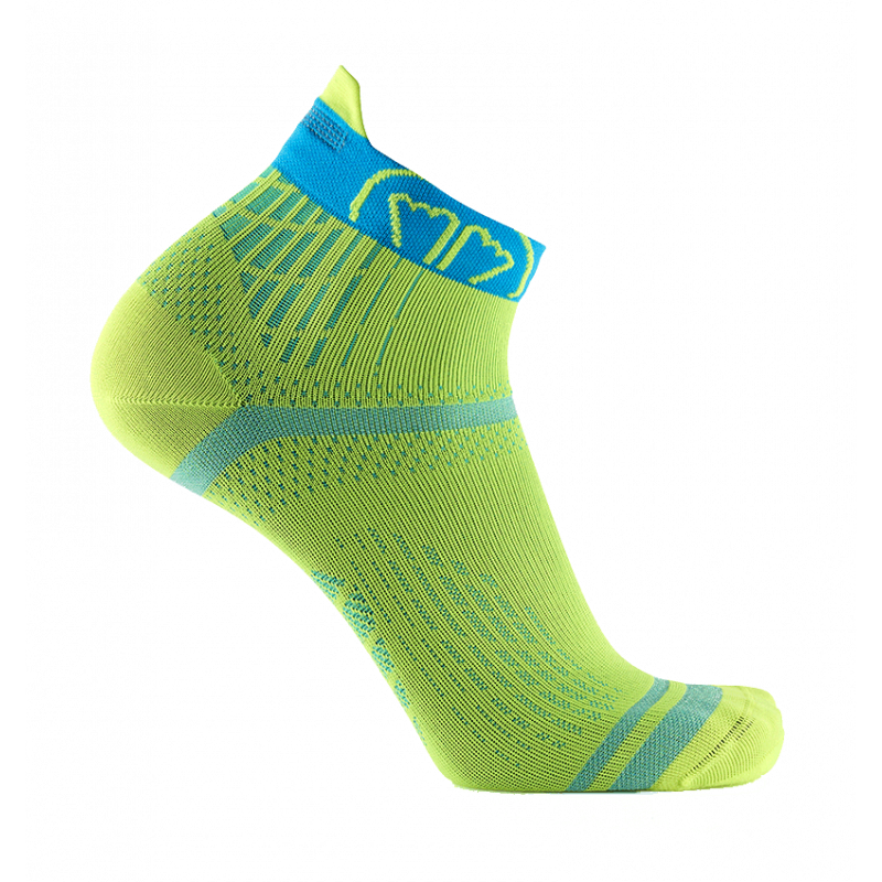 Sidas Run Feel Running Socks Yellow Turquoise Side Profile