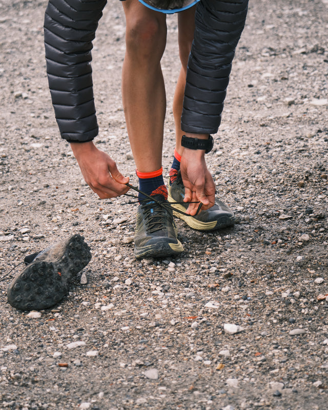 Sidas Trail Protect Trail running Socks Blue & Orange Being Worn