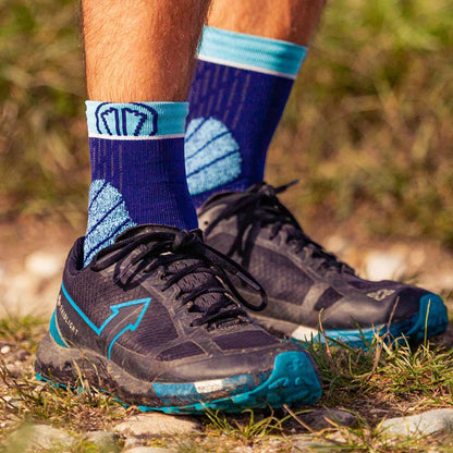 Sidas Trail Protect Trail Running Socks Blue Turquoise being worn